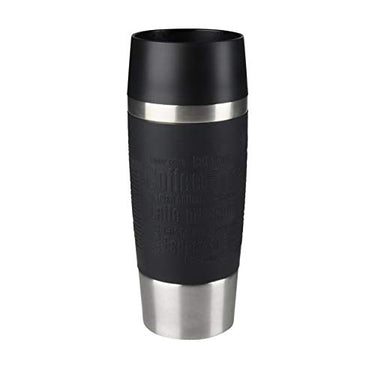 Emsa 513361 Travel Mug Classic Thermo-/Isolierbecher, Fassungsvermögen: 360 ml, hält 4h heiß/ 8h kalt, 100% dicht, auslaufsicher, Quick-Press-Verschluss, 360°-Trinköffnung, schwarz im Sale